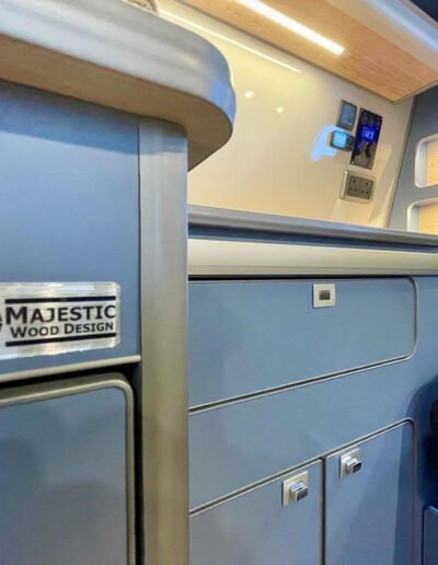 Egger Smoked Blue and Gloss White