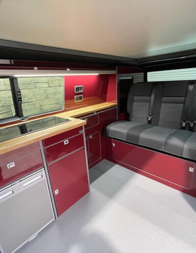 Gloss Burgundy and Solid Oak