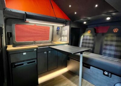 Slate and real oak camper van interior